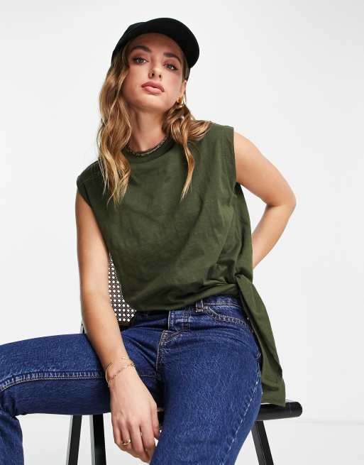 Top caqui sin mangas con lazada lateral de Whistles