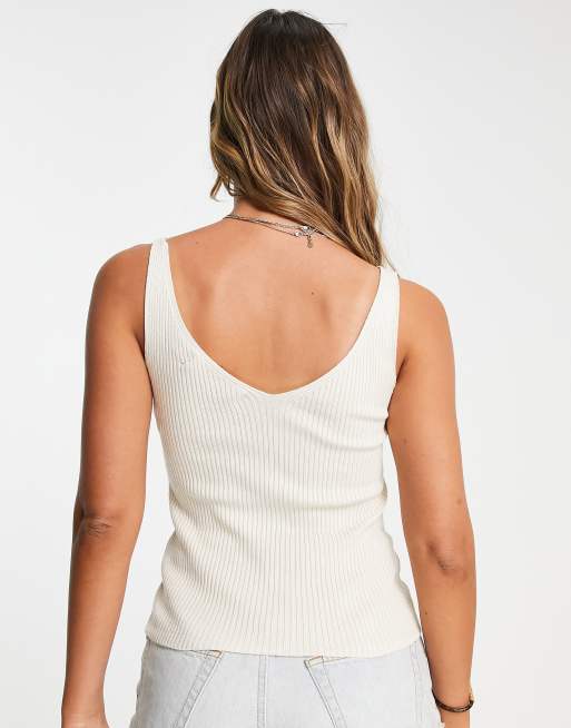 Top color abedul con cuello de pico de punto de Vero Moda, 2 de 4