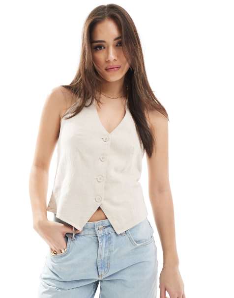 Top color avena estilo chaleco con cuello halter de Hollister - view 1