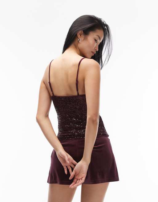 Top color baya de tirantes de lentejuelas de ASOS DESIGN, 3 de 4