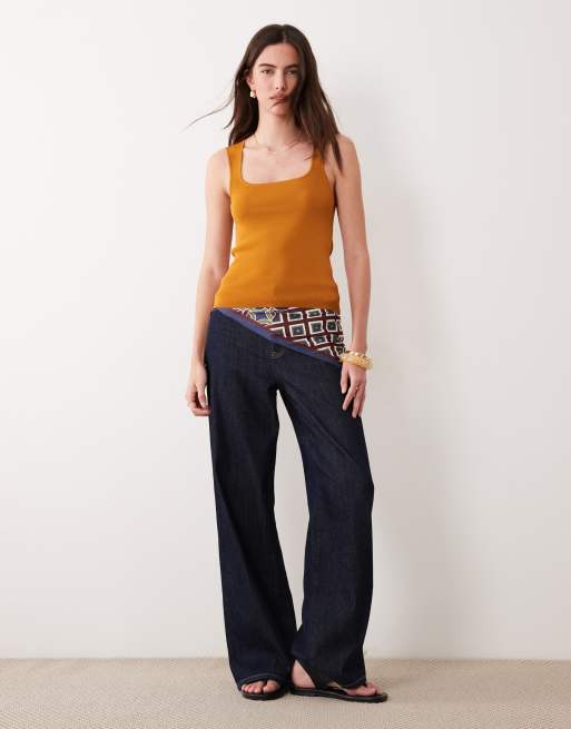 Top color caramelo compacto de tirantes con escote cuadrado de ASOS DESIGN, 2 de 4
