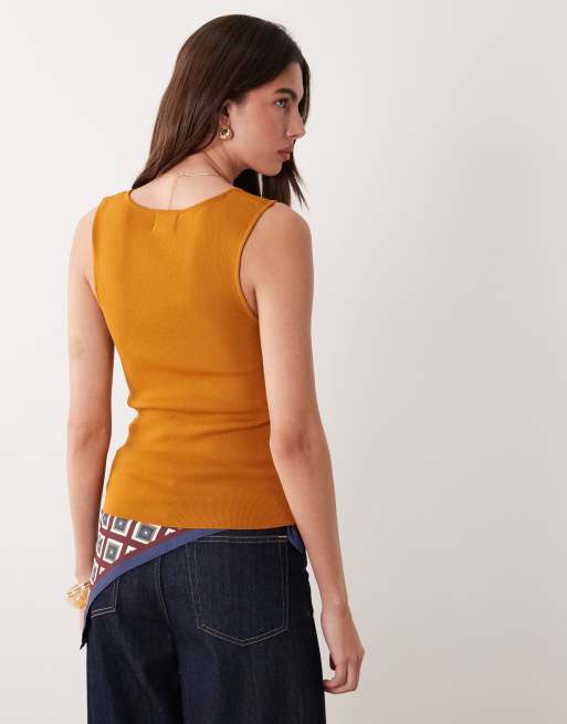 Top color caramelo compacto de tirantes con escote cuadrado de ASOS DESIGN, 3 de 4