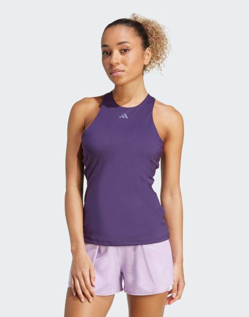 Top color ciruela aurora sin mangas con espalda de nadadora Tennis Climacool de adidas Performance