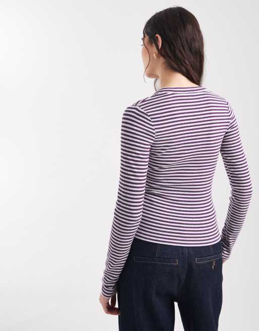 Top color ciruela jaspeado de manga larga con cuello panadero Ryan de Cotton On, 4 de 4