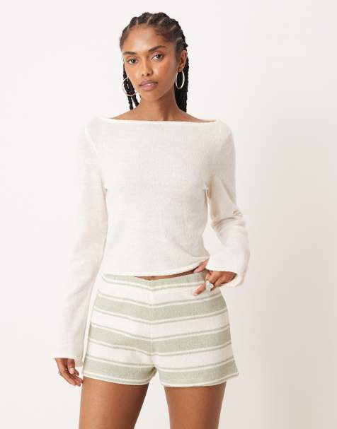 Top color crema con cuello barco de punto suelto de ASOS DESIGN - view 1