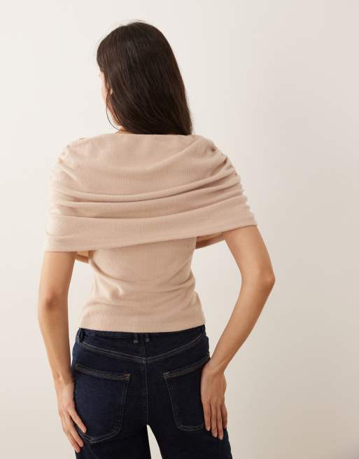 Top color crema con diseño estilo capa de tejido muy suave de ASOS DESIGN, 4 de 4