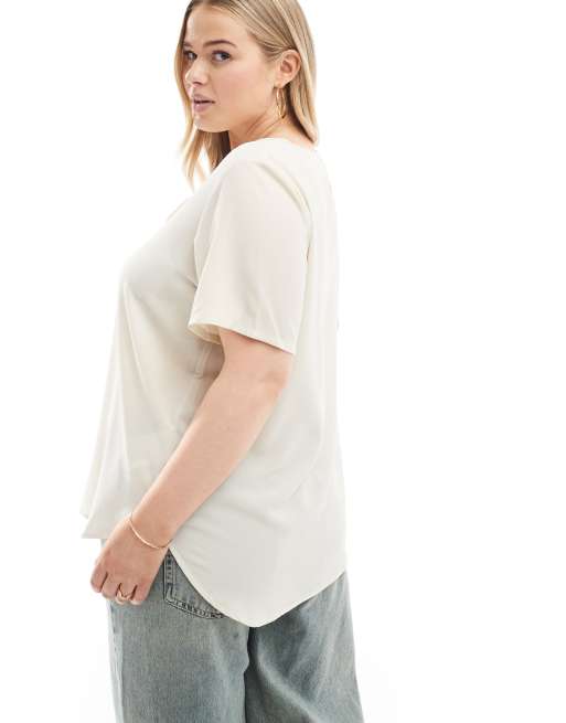 Top color crema de manga corta de ONLY Curve, 3 de 4