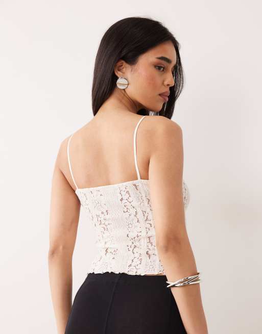 Top color crema de tirantes de encaje de ASOS DESIGN, 4 de 4