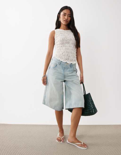 Top color crema fruncido de encaje de Miss Selfridge, 2 de 4