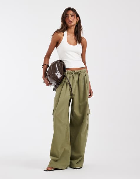 Top color crema minimalista con cuello halter de tejido doble de ASOS DESIGN - view 1