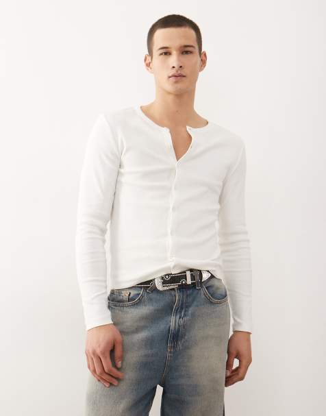 Top color crudo abotonado de corte slim con cuello panadero de COLLUSION - view 1