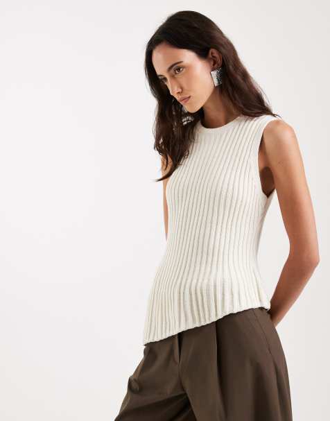 Top color crudo asimétrico con pliegues y cintura entallada de punto de ASOS DESIGN - view 1