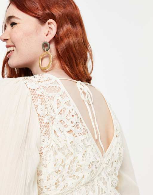 Top color marfil de encaje Sorelle de Free People, 3 de 4