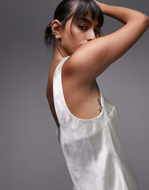 Top color marfil de tirantes con escote cuadrado de Topshop