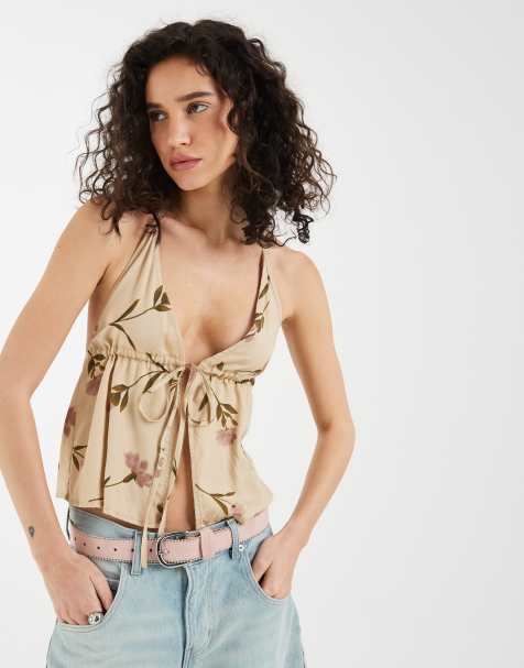 Top color topo con cuello halter y estampado floral Yalova de Motel - view 1