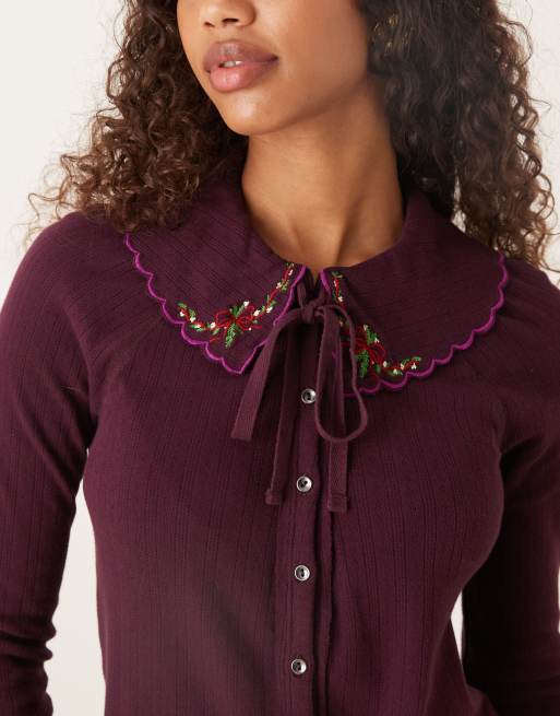 Top color uva de manga larga abotonado Juniper de Free People, 2 de 4