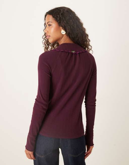 Top color uva de manga larga abotonado Juniper de Free People, 3 de 4