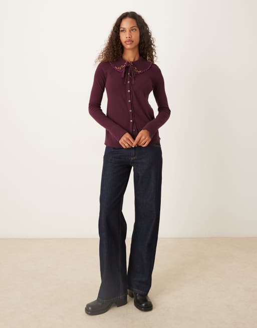 Top color uva de manga larga abotonado Juniper de Free People, 4 de 4