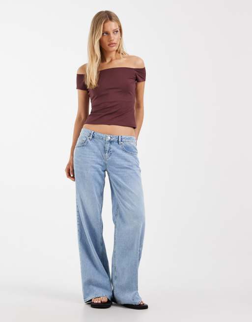Top color uva moldeador de manga corta con escote Bardot de ASOS DESIGN, 4 de 4