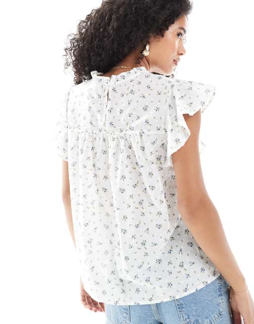 Top con cuello alto, mangas fluidas y diseño bordado de florecitas de Vero Moda, 4 de 4