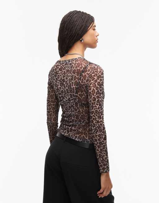 Top con estampado de leopardo de malla de Tommy Jeans, 4 de 4