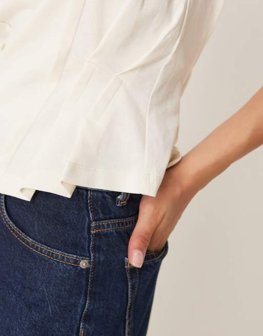Top corsetero blanco hueso sin mangas con detalle de costuras de ASOS DESIGN, 3 de 4