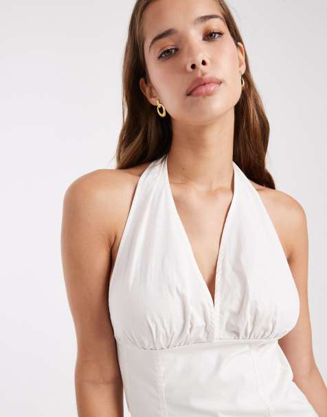 Top corsetero blanco marfil con cuello halter de WeWoreWhat - view 1