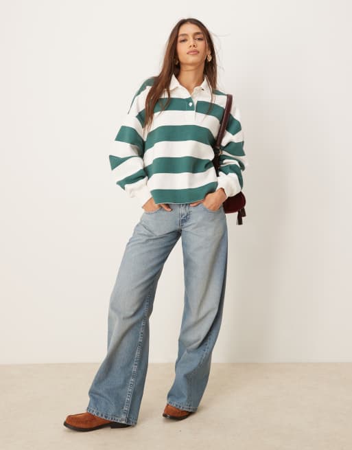 Top corto a rayas verdes de estilo rugby de Abercrombie & Fitch, 2 de 4