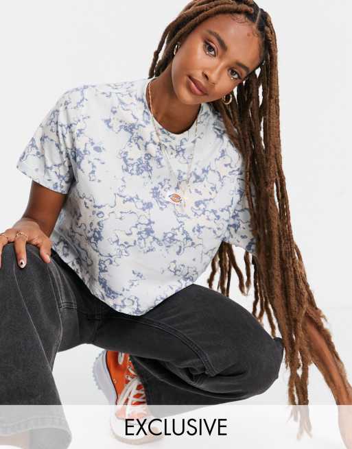 Top corto azul con efecto tie dye exclusivo en ASOS de Dickies