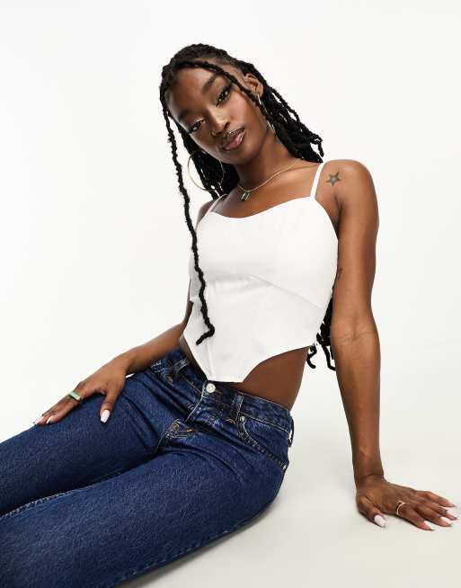 Top corto blanco de tirantes estilo corse de NaaNaa ASOS