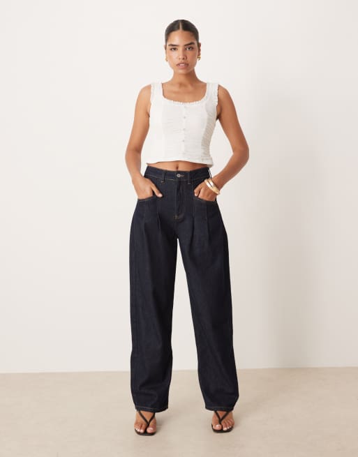 Top corto blanco marfil de estilo mesonera abotonado en la parte delantera de ASOS DESIGN, 4 de 4