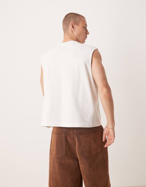 Top corto blanco sin mangas de Abercrombie & Fitch, 3 de 4