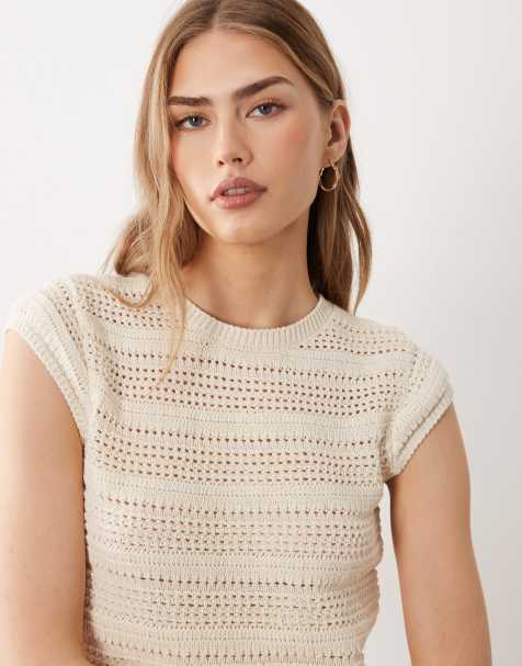 Top corto color crudo de punto de croché de ASOS DESIGN (parte de un conjunto) - view 1