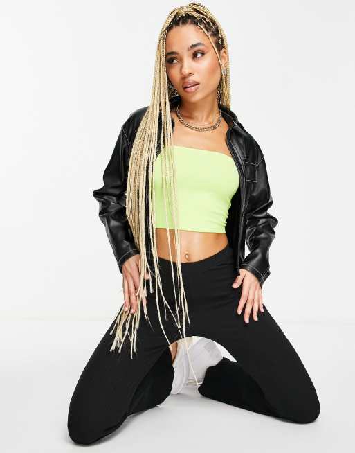 Top corto color lima con escote palabra de honor Ultimate de ASOS DESIGN