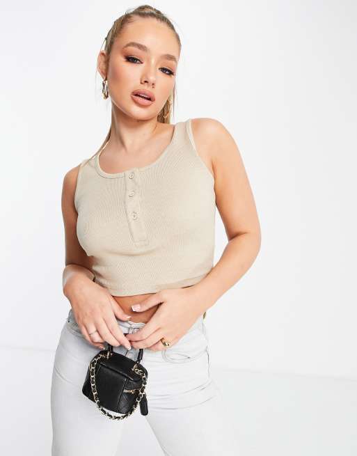 Top corto color piedra con detalle de de I Saw It First | ASOS