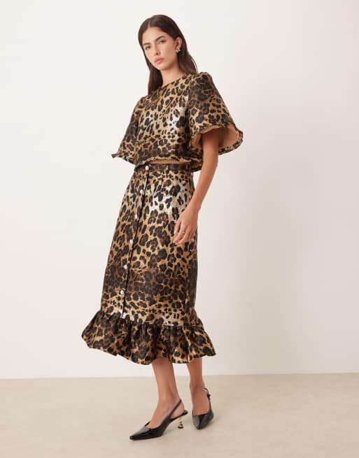 Top corto con estampado de leopardo de jacquard y mangas acampanadas de Sister Jane (parte de un conjunto), 4 de 4