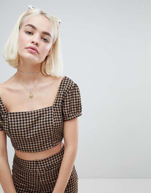 Conjunto de top corto y pantalón de campana con pata gallo de Emory Park, 2 de 3