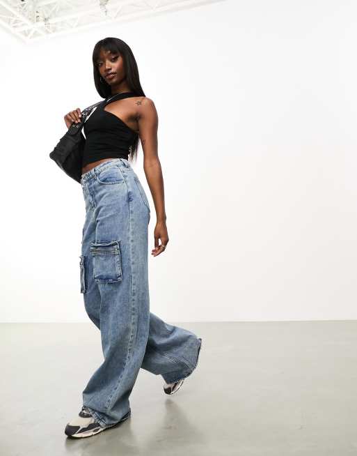 Top corto negro con cuello de nadadora asimétrico de algodón de ASOS DESIGN, 3 de 4