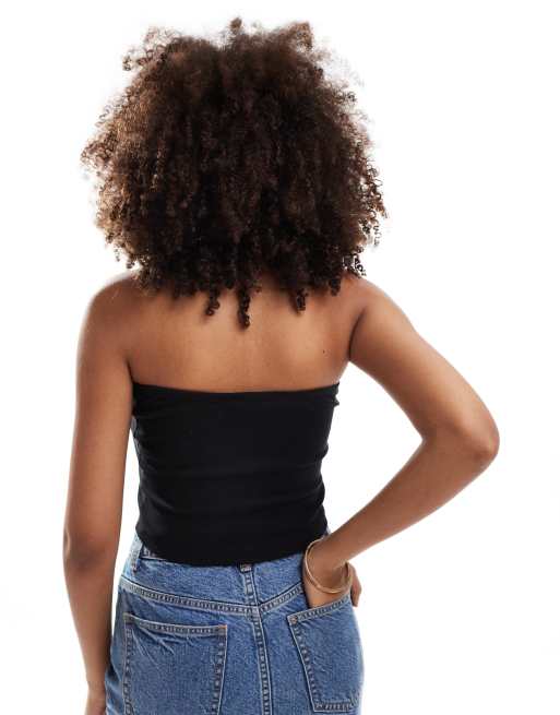 Top corto negro con escote palabra de honor de Brave Soul, 4 de 4