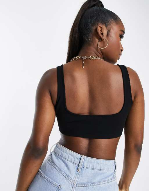 Top corto negro de traje de punto estilo años 90 de ASOS DESIGN, 2 de 4