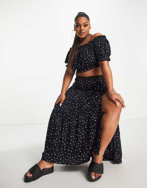Top corto playero negro con estampado de lunares exclusivo de Esmée Plus (parte de un conjunto), 4 de 4