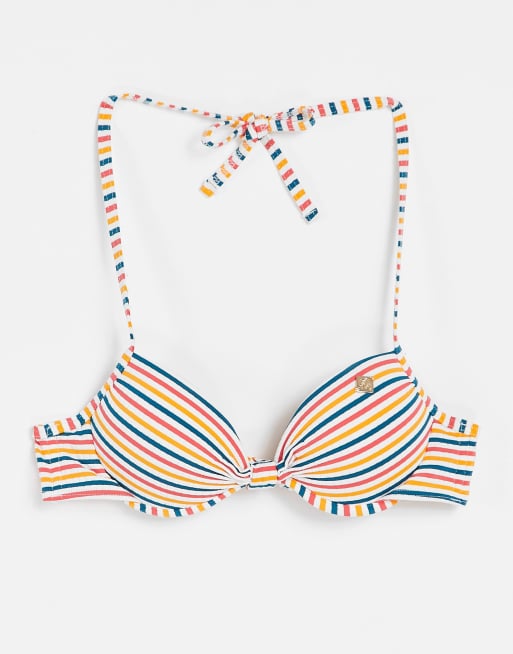 Top de bikini a rayas multicolores con aros Cassie de Superdry