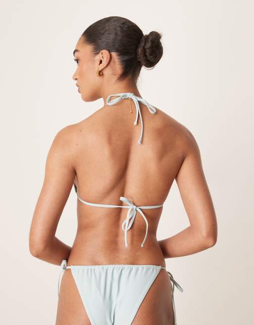 Top de bikini azul triangular con detalle de cuentas de Abercrombie & Fitch (parte de un conjunto), 3 de 4