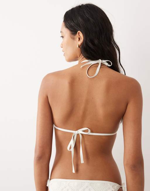 Top de bikini blanco triangular de croché de Accessorize, 4 de 4