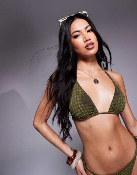 Top de bikini caqui triangular de sirsaca Lizzie de ASOS DESIGN - view 1