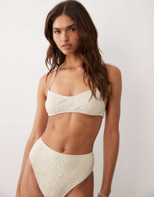 Top de bikini color champán estilo top corto de corte reducido Cassi Cadiz de ASOS DESIGN