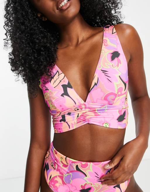 de bikini con banda ancha fruncida y estampado llamativo Mix & Match de ASOS DESIGN | ASOS