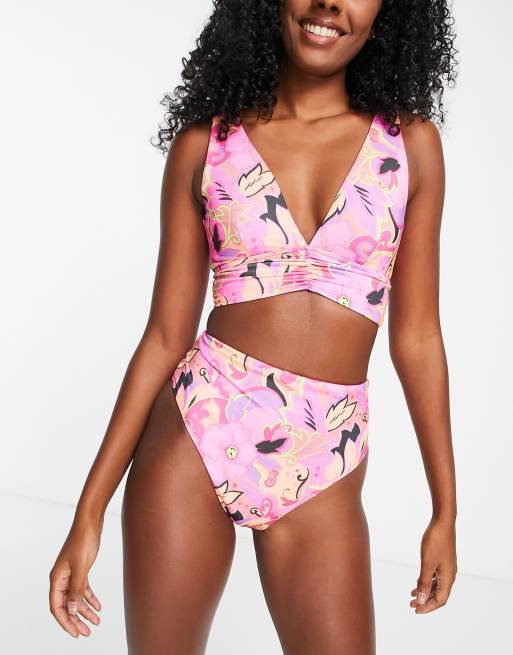 de bikini con banda ancha fruncida y estampado llamativo Mix & Match de ASOS DESIGN | ASOS