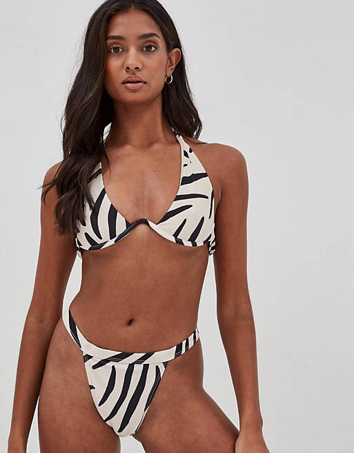 Top de bikini con diseño exagerado de aros y estampado animal Ares de 4th & Reckless