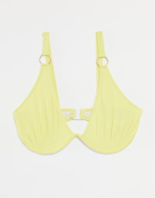 Top De Bikini De Copas Grandes Amarillo Con Aros De Missguided | ASOS